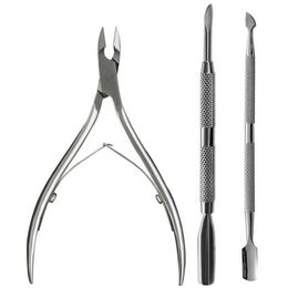 3pcs/set Stainless Steel Cuticle Pusher Spoon Remover Cutter Nipper Clipper Nail Scissors Tools For Manicure Callus Shaver