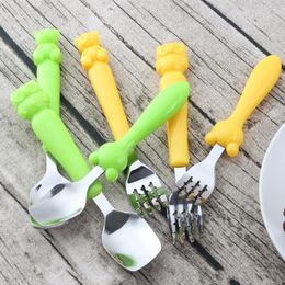 Stainless Steel Spoons Cute Owl Bear Shape Fork Spoon Tableware Camping Picnic Dinnerware Gift For Kids 1 8dq ff