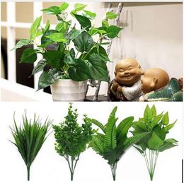 Artificial Plants Outdoor Fake Leaf Foliage Bush Home Office Garden Decor Artificial Leaves Wedding Decoration Drop shipping