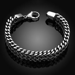 316L Stainless Steel Men Bracelet Double Layer Wristbands Bangle Trendy Jewellery Boys Punk Hip Hop Pulseras Promotion 21cm*12mm