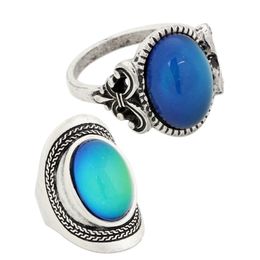 Cool Changeable Mood Stone Fancy 12 Colors Change Silver Plated Ring RS008-020