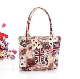 Owl cosmetic zipper bag England Usa national flag tote bag Canvas beach bag Cartoon storage wash bags travel organizer bags