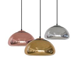 Void Copper Brass Bowl Bar Counter Ceiling Pendant Lamp Mirror Glass Bar Art Pendant Lamp Modern Dining Room Hanging Wire Lighting