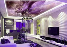 3d wallpaperEuropean Ceiling Wallpaper Romantic purple colorful painting cloud sky star integrated ceiling zenith