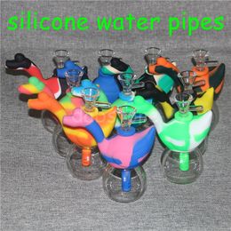 swan silicone water pipes 10colors for choice silicone water pipe bubbler pipes glass bongs silicone smoking hand pipes free DHL