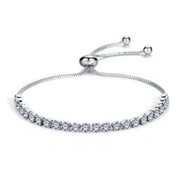 Adjustable Size New Charming Women Bracelets 18K White Gold Plated Clear CZ Cubic Bracelets for Gilrs Women for Party Wedding