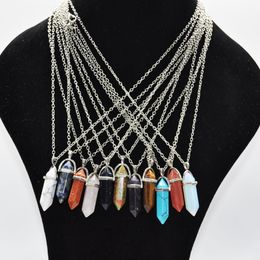 Bulk Charms Women Jewelry Opal Jade Natural Stone Pendant Glass Resin Quartz Healing Crystals Long Gold Chain Choker Statement Necklaces