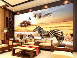 papel de parede personalizado 3d para paredes Photo 3D murais de parede animais águia savana zebra Africano com ornamental parede de fundo decoração de papel casa