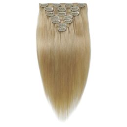 Clip In Human Hair Extensions Machine Made Remy Hair Full Head 7PCS Set Clips In Human Hair Clip In Extension