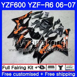 Woman Flower Orange Body+Tank For YAMAHA YZF R 6 YZF 600 YZF-600 YZFR6 06 07 Frame 233HM.8 YZF-R6 06 07 YZF600 YZF R6 2006 2007 Fairings Kit