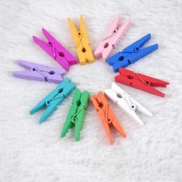 Mini Spring Clips Clothespins Beautiful Design 35mm Colourful Wooden Craft Pegs For Hanging Clothes Paper Photo Message Cards c809