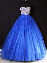 2019 New Royal Blue Ball Gown Quinceanera Dresses Crystals For 15 Years Sweet 16 Plus Size Pageant Prom Party Gown QC1035