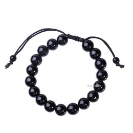 New Obsidian Beaded Bracelets for Men Hematite Rope Woven Infinity Charm Bracelet for Women Jewelry Personal Accessories Cuff