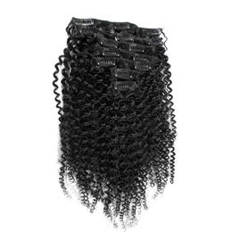 10"-26" Brazilian Virgin Kinky Curly Hair Clip Extensions 100g 7pcs 4b 4c Natural Black Human Clip In Hair Extensions For Black Woman