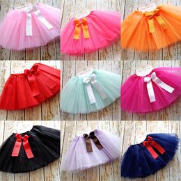 Newborn infant Bow Tutu Skirts Fashion Net yarn baby Girls Princess skirt Halloween costume 9 Colours kids lace tutu Dress C3894