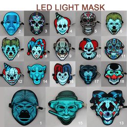 2PCS LED sound control mask bar atmosphere props Halloween glow cold light mask Cold Light Masquerade Portable Flexible