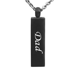 Fashion Jewellery Cube Bar Urn stainless steel Pendant Necklace Memorial Ash Keepsake Stainless Steel Cremation Jewellery