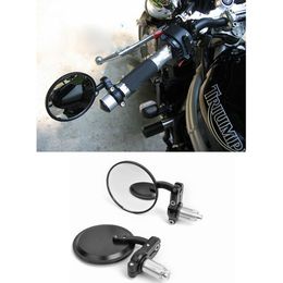 2020 Motorcycle 7/8" HandleBar 3" Round End Mirror Motorcycle rearview mirror Cafe Racer Bobber Clubman Black DHL UPS Free Shipping