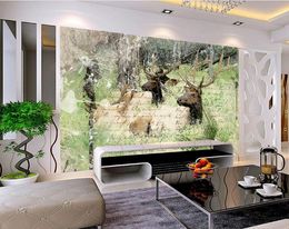 custom wall paper Simple abstract ink art deer group wallpapers 3d wall living room decoration TV background photo wall