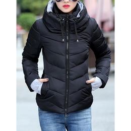 Loozo Winter Ladies Double-Faced Fashion Slim Fur Collar Hooded Warm Cotton Jacket