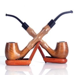 Green Sandalwood solid wood carving exquisite carving pipe, wooden handicrafts, pipe smoking set