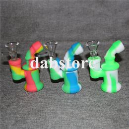 Hot Silicone Oil Burner Bubbler water Bong pipe small burners pipes bubbler dab rigs Oil rig for smoking mini heady beaker Bongs