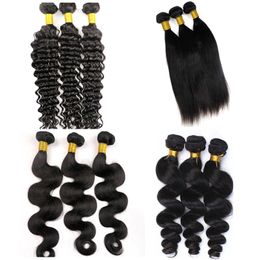 Virgin Human Hair Weaves Brazilian Hair Bundles 34inch Weft 100% Unprocessed Peruvian Indian Mongolian Human Hair Extensions