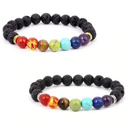 Unisex Fashion 8mm Lava Rock Beads Bracelet Elastic Natural Stone Charm Bracelets Protection Energy Healing Souvenir Jewelry