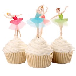 New Graceful Ballerina Cupcake Topper Dancer Cake Topper Cake Accessory Girl Birthday Party Supplies 120pcs/lot