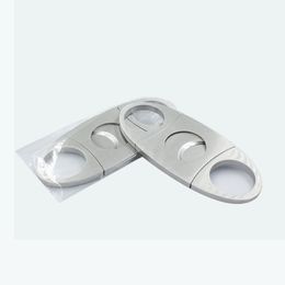 Stainless steel double blades cigar cutter all metal silver Colour cigar scissors cigar accessories free shipping W8139