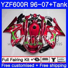Body+Green flames red Tank For YAMAHA Thundercat YZF600R 96 97 98 99 00 01 229HM.12 YZF-600R YZF 600R 1996 1997 1998 1999 2000 2001 Fairing