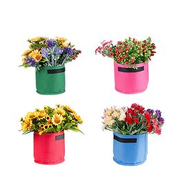 Colourful Grow Bags Non-woven Fabric Planting Pots With Handle Durable and Degradable Garden Planters Flower Pots