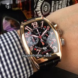 New Russia 2018 Commemorative Edition Casablanca Date Black Dial Quartz Chronograph Mens Watch Rose Gold Leather Strap Gents Watches