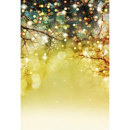 Colourful Polka Dots Gold Glitter Background for Photo Studio Printed Tree Branches Baby Kids Party Themed Bokeh Photography Backdrops