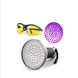 390-400NM 100LED UV Flashlight Black Light Pet Urine Carpet Stains Flashlight Banknote Detector with UV Sunglasses Safety Glasses