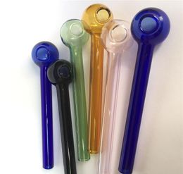 About 100mm Colourful Pyrex Glass Oil Burner Pipe Glass Tube Oil Burning Pipe somking tobcco herb Glass Oil Pipe free shipping