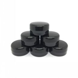 Cosmetic Sample Empty Jar Plastic Round Pot Black Screw Cap Lid, Small Tiny 3g Bottle, for Make Up, Eye Shadow, Nails, Powder