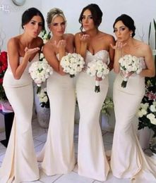 Cheap 2019 Satin Long Bridesmaid Dresses Sequined Sweetheart Neck Floor Length Formal Party Gowns Sleeveless Maid of Honour Dress Under 100