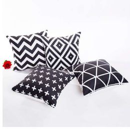 Ouneed Black & white Polyester Throw Pillow Case Geometric Decorative Pillows For Sofa Seat Cushion Cover 43x43cm Home Decor