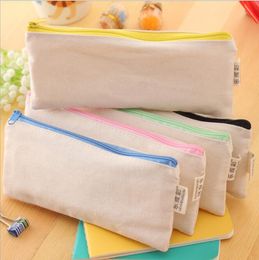 Hand painted white blank canvas pencil bags for children student stationaery case Graffiti pen pouch kids storage bags women cosmetic bag