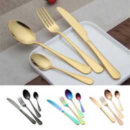 Stainless steel Gold Flatware Sets Spoon Fork Knife Tea Spoon Dinnerware Set Kitchen Bar Utensil 4 Style Sets WX9-377