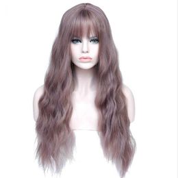 26" Long Womens Wigs With Bangs Heat Resistant Synthetic Kinky Curly Wigs For Women African American Free Shipping