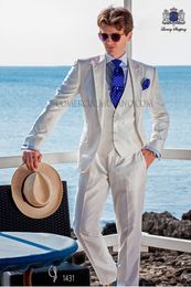 New 2018 Beige Men Suits Wedding Tuxedos For Men Custom Made Beach Mens Wedding Suits Groom Suit Groom Tuxedo Bridegroom2518