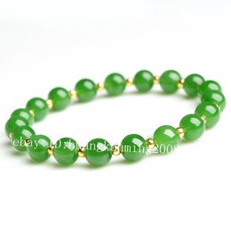 12 mm Vert naturel jade jadeite Round Gemstone Beads Stretch Bracelet Bangle