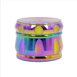 Zinc alloy four layer rainbow Colour drum type blue Colourful chamfer tobacco grinder