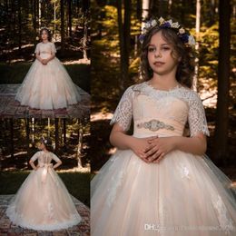Flower Girl Dresses In Stock Princess A Line Sleeveless Kids Toddler First Communion Dress with Sash