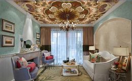 wallpaper pink Three-dimensional ceiling pattern ceiling decorative murals wallpaper 3d stereoscopic