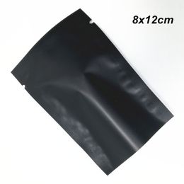 200 PCS 8x12 cm Mylar Foil Open Top Heat Seal Matte Black Pouches Food Grade Vacuum Heat Sealing Aluminium Foil Dry Food Storage Packing Bags