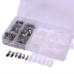 270pcs Male Female Spade Connector Wire Crimp Terminal Block with Insulating Sleeve Assortment Kit 2.8mm 4.8mm 6.3mm