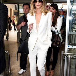 White Women Suit Two Pieces (Jacket+Pants) Career Suits Street Wear Handsome Evening Dresses Party Wear Prom Gowns Pants Style